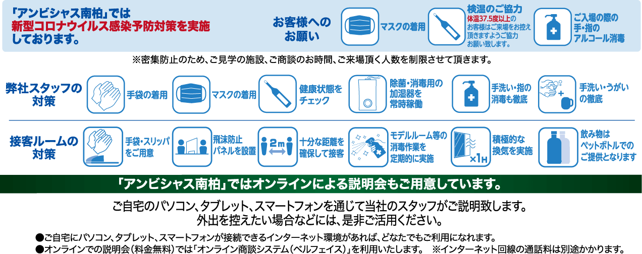 「アンビシャス南柏」では新型コロナウイルス感染予防対策を実施しております。