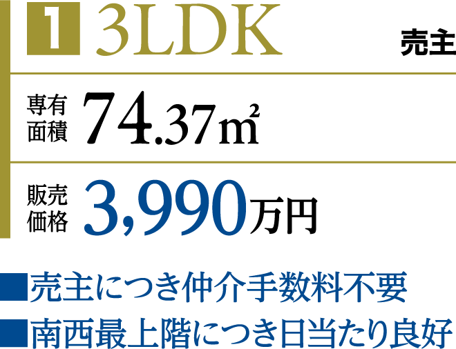 3LDK 専有面積74.37㎡