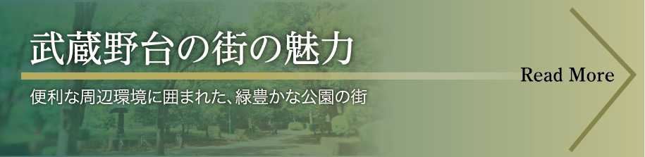 緑に囲まれて暮らす風景 武蔵野台の街の魅力がご覧いただけます。